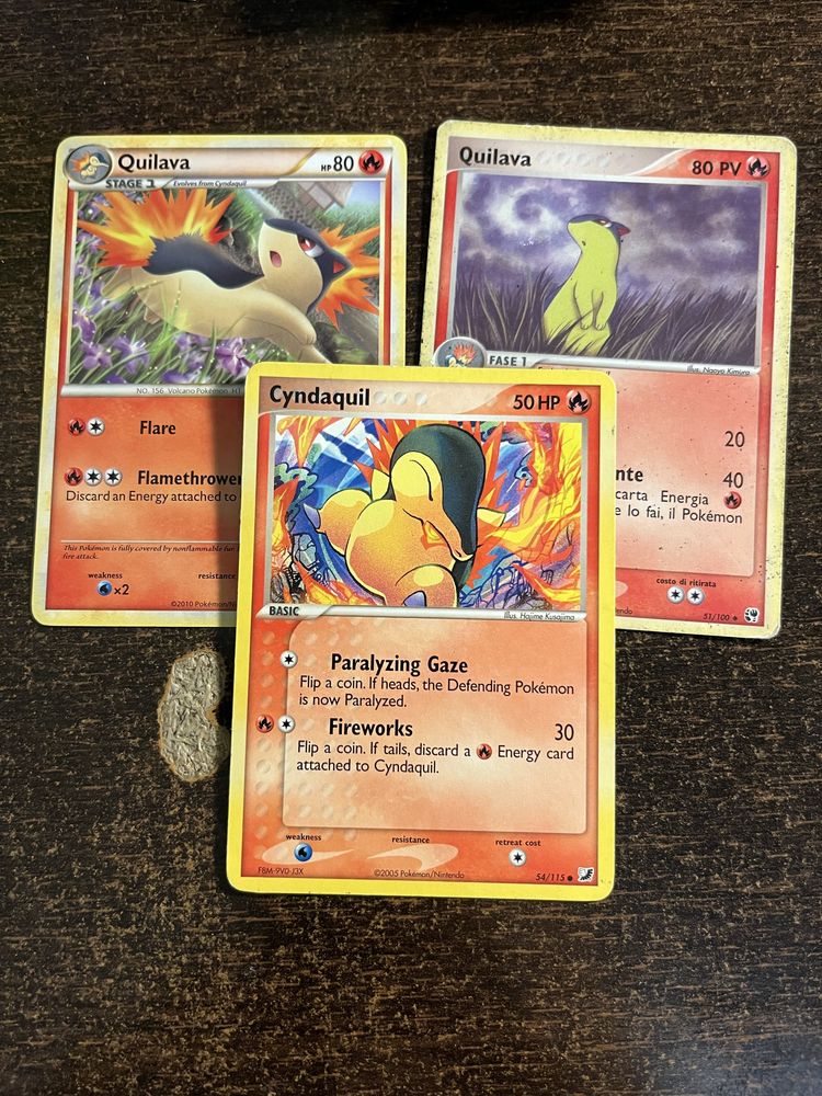 Karty pokemon oryginalne starsze zestaw Cyndaquil Quilava