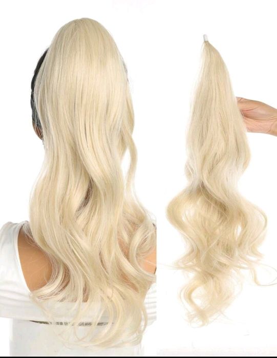 Długie kręcone syntetyczne wlosy. Kucyk kitki