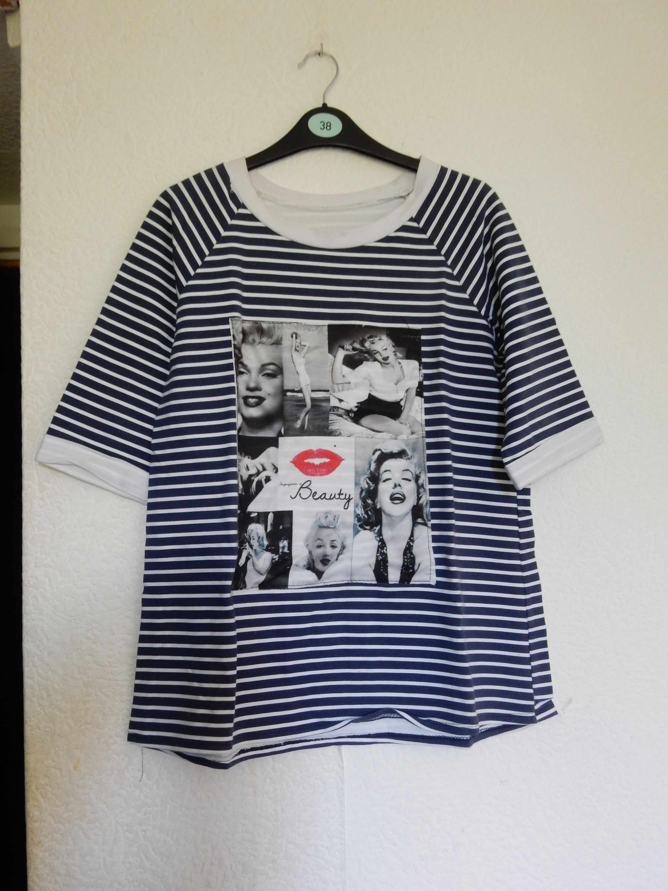 Marylin Monroe bluza w paski krótki rękaw sailor pin up merlin M