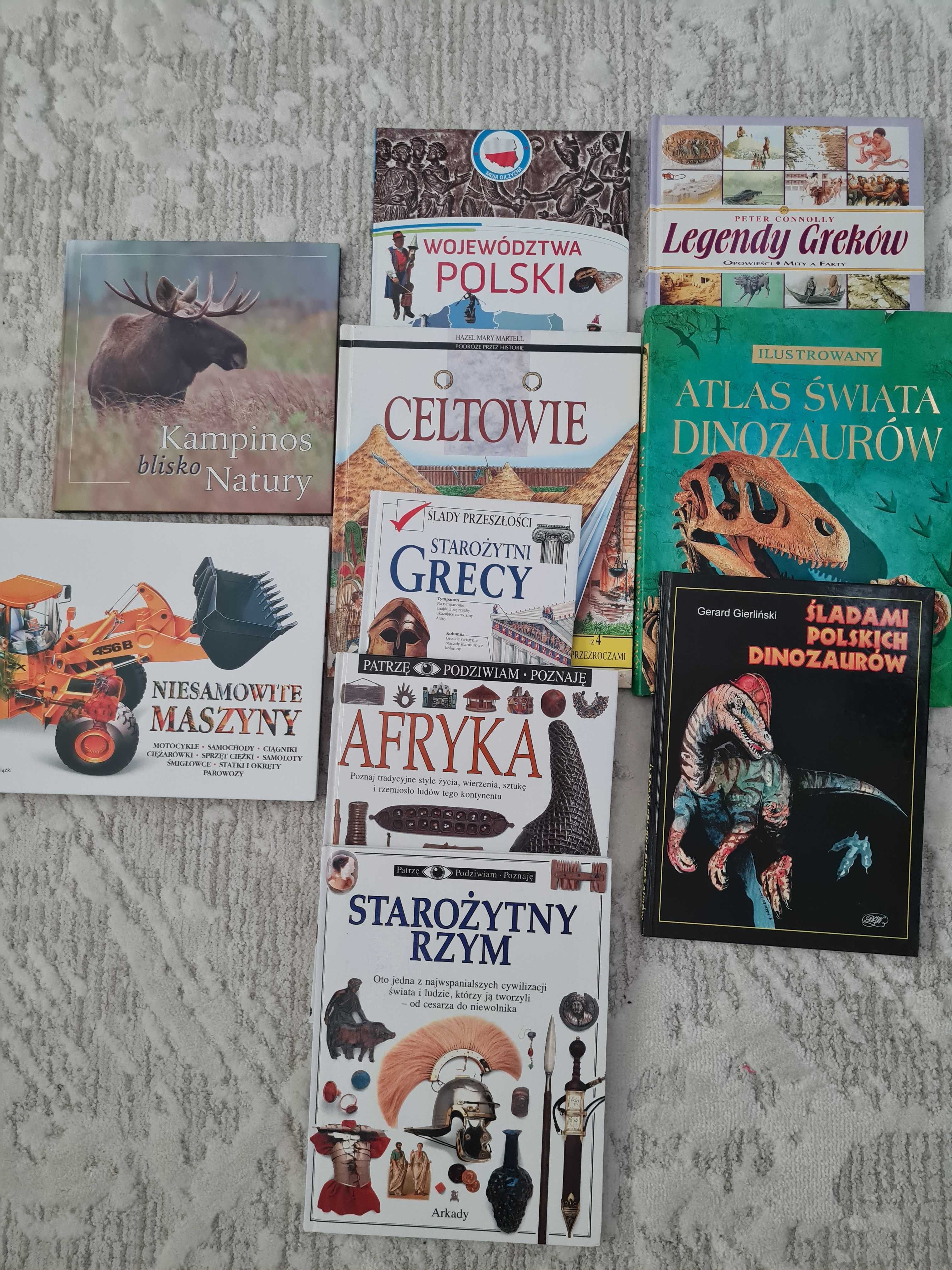 Książki albumy dla dzieci dinozaury rzym grecja starożytna