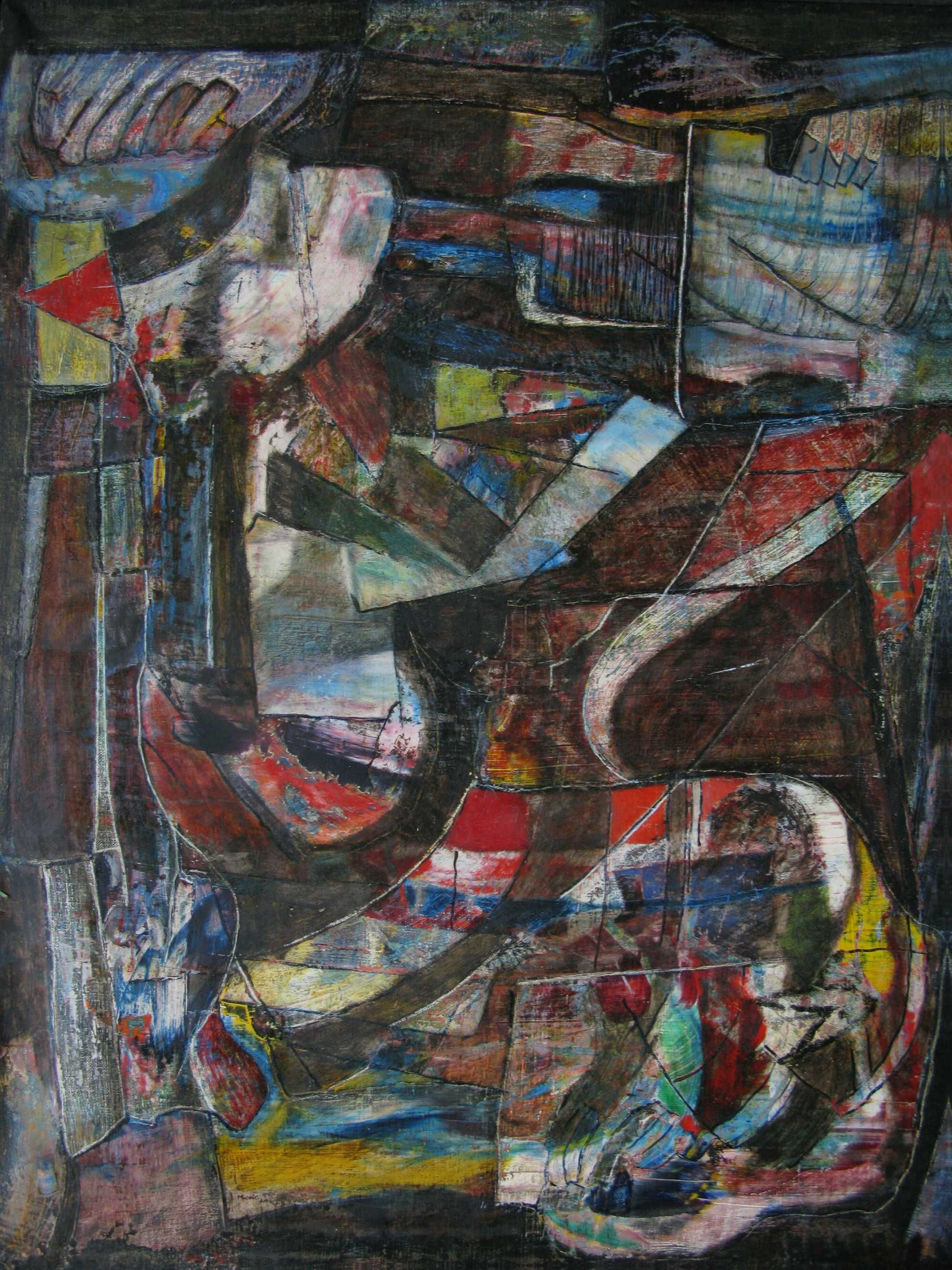Obraz abstrakcyjny - "Kogut", olej na płótnie, wymiary 50 x 60 cm