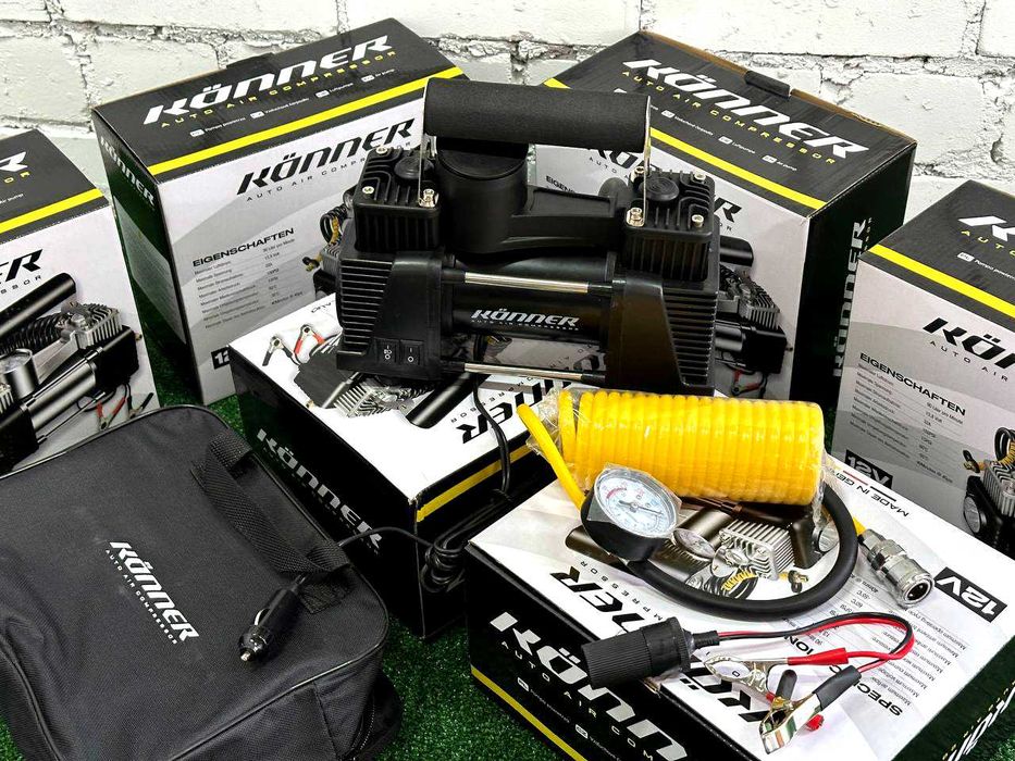 Автомобільний компресор KONER H90 двухпоршневий 90л/хв, Автокомпрессор