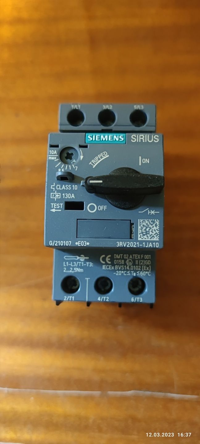 Wyłącznik silnikowy Siemens 3RV2021-1JA10