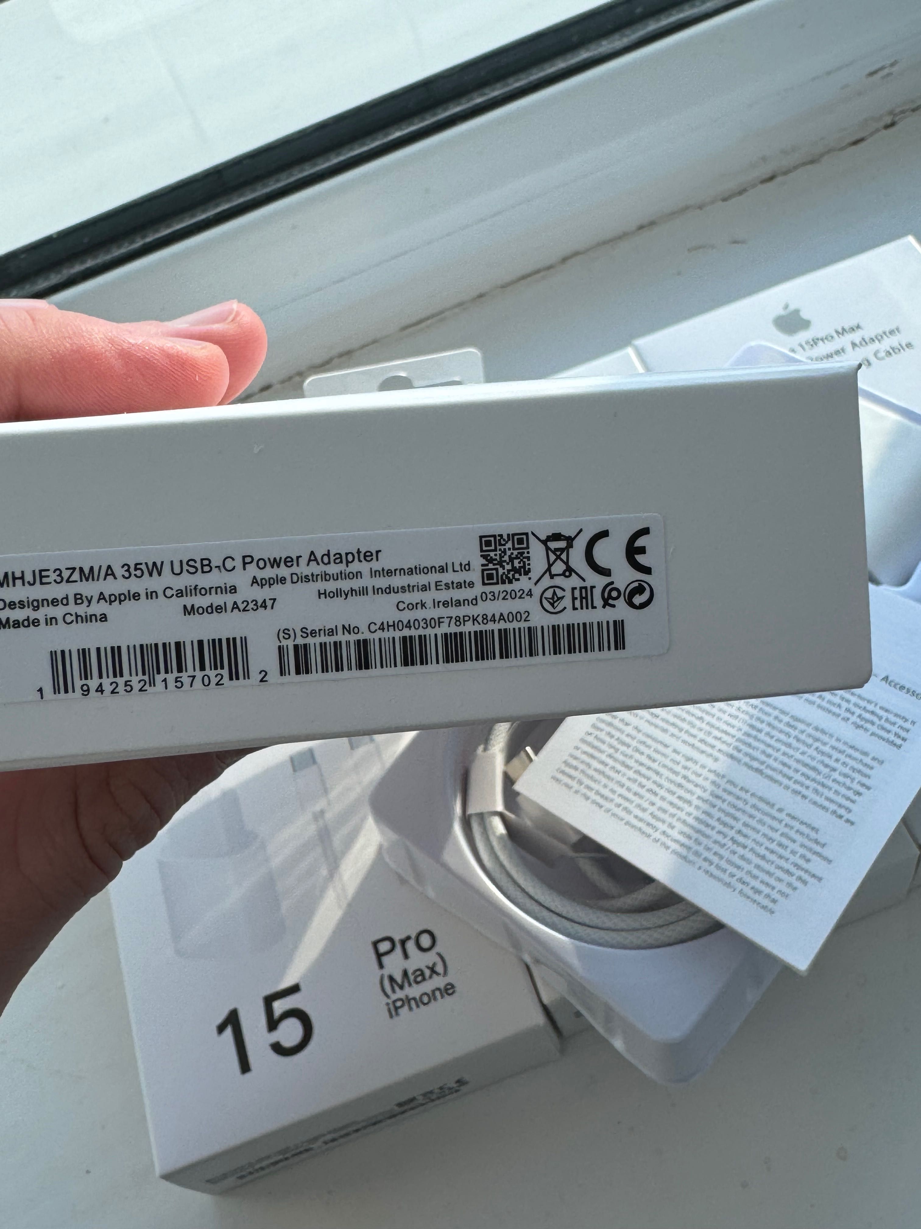 Оригинал комплект Быстрой зарядки iPhone 15 16 35w Apple USB C type c