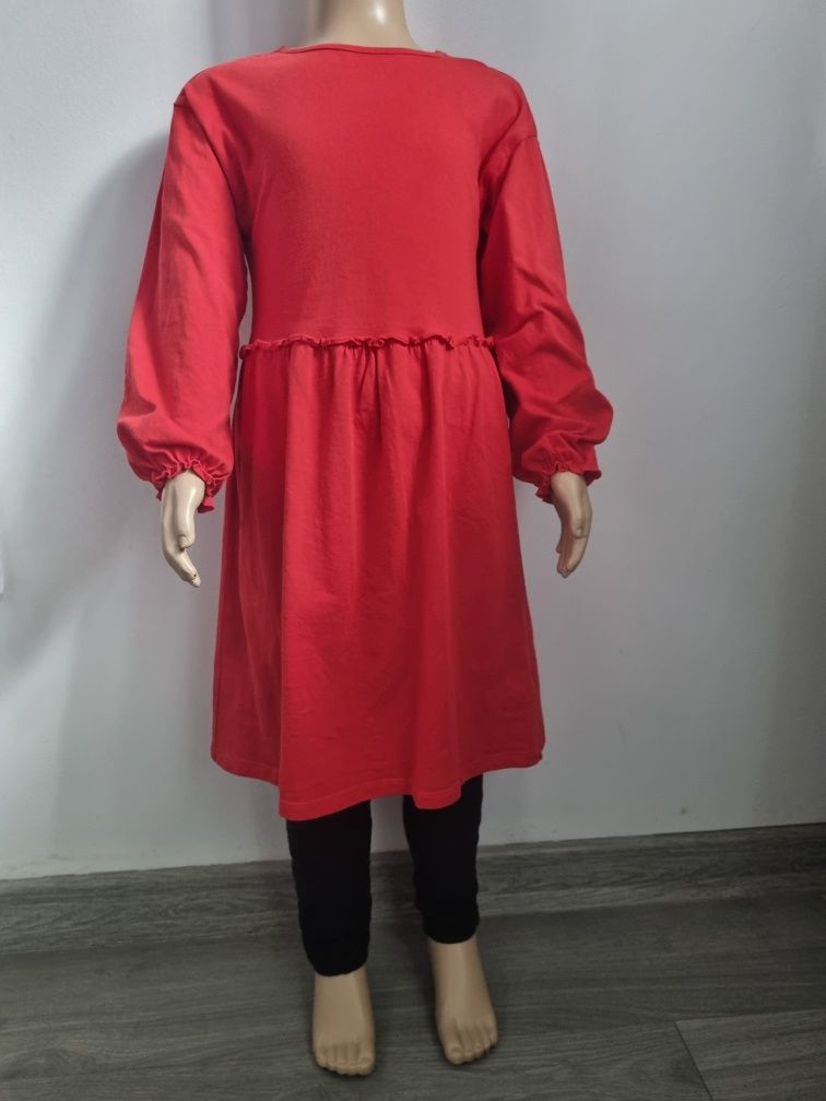 Sukienka tunika dziewczęca czerwona 110/116 bawełna