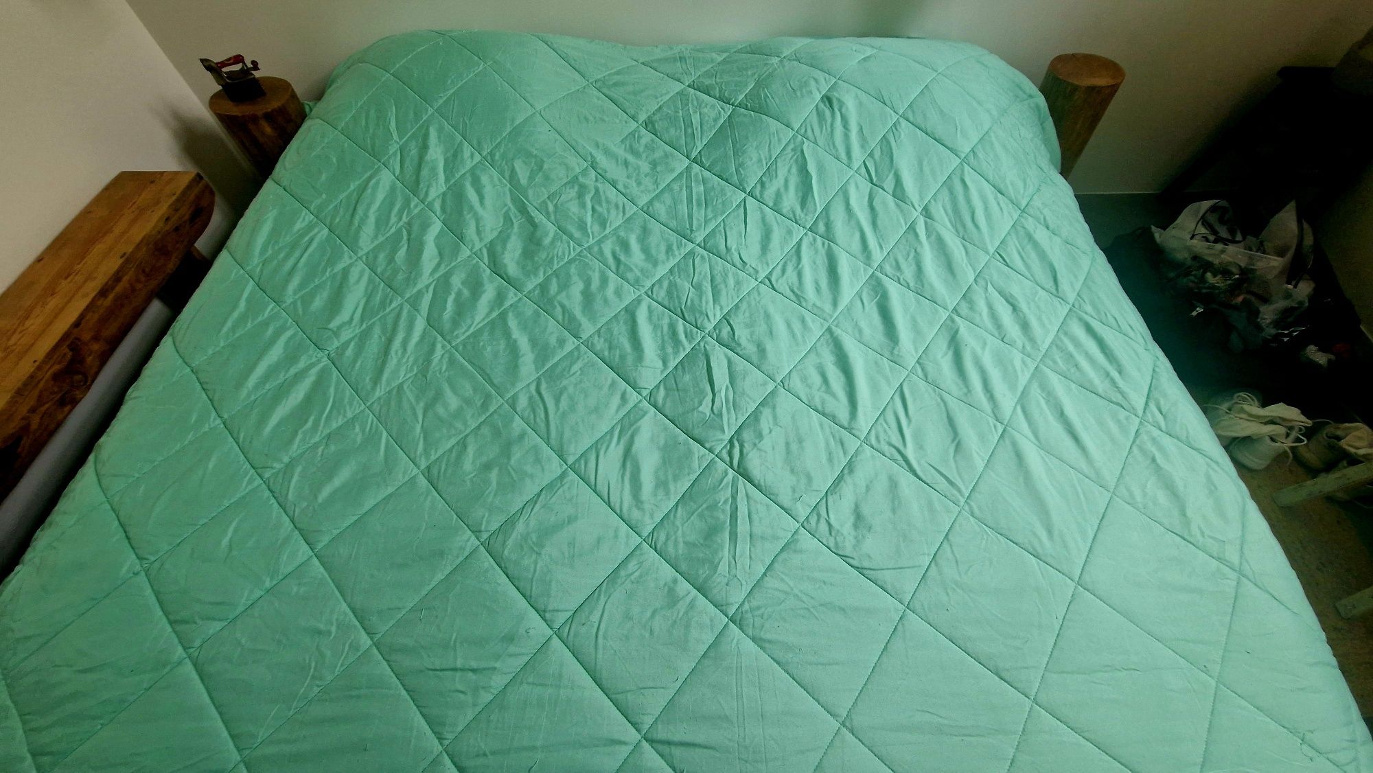Edredão 2 faces azul/verde pistache 240 cm x 260 cm
