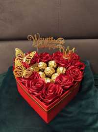 Box pudełko serce z różami prezent