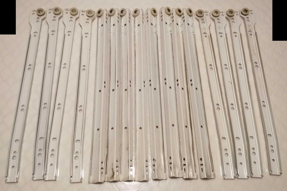 Prowadnica meblowa, metalowa, rolkowa, szuflady, biała (20x400x1mm) 1