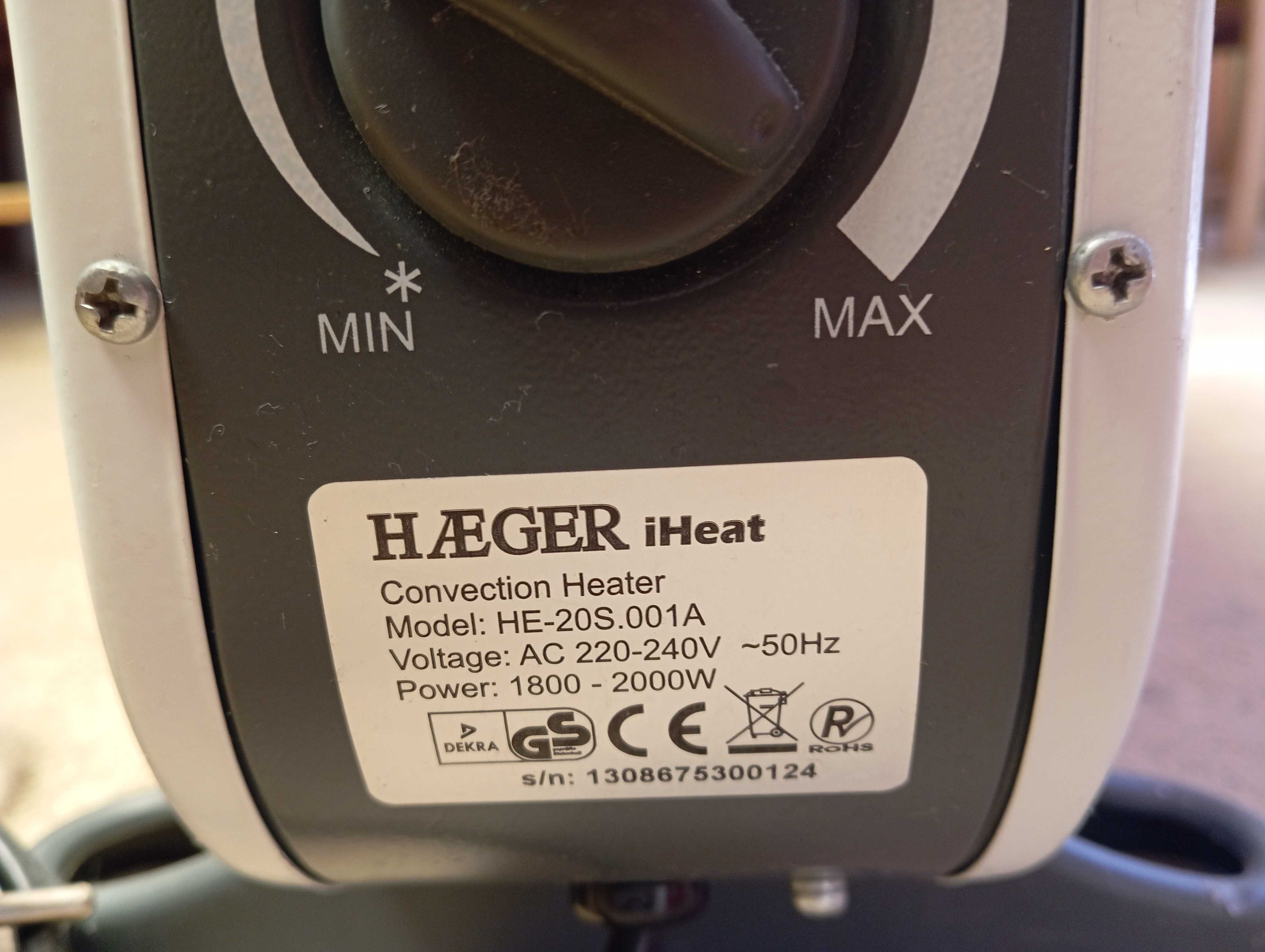 Aquecedor elétrico da Haeger
