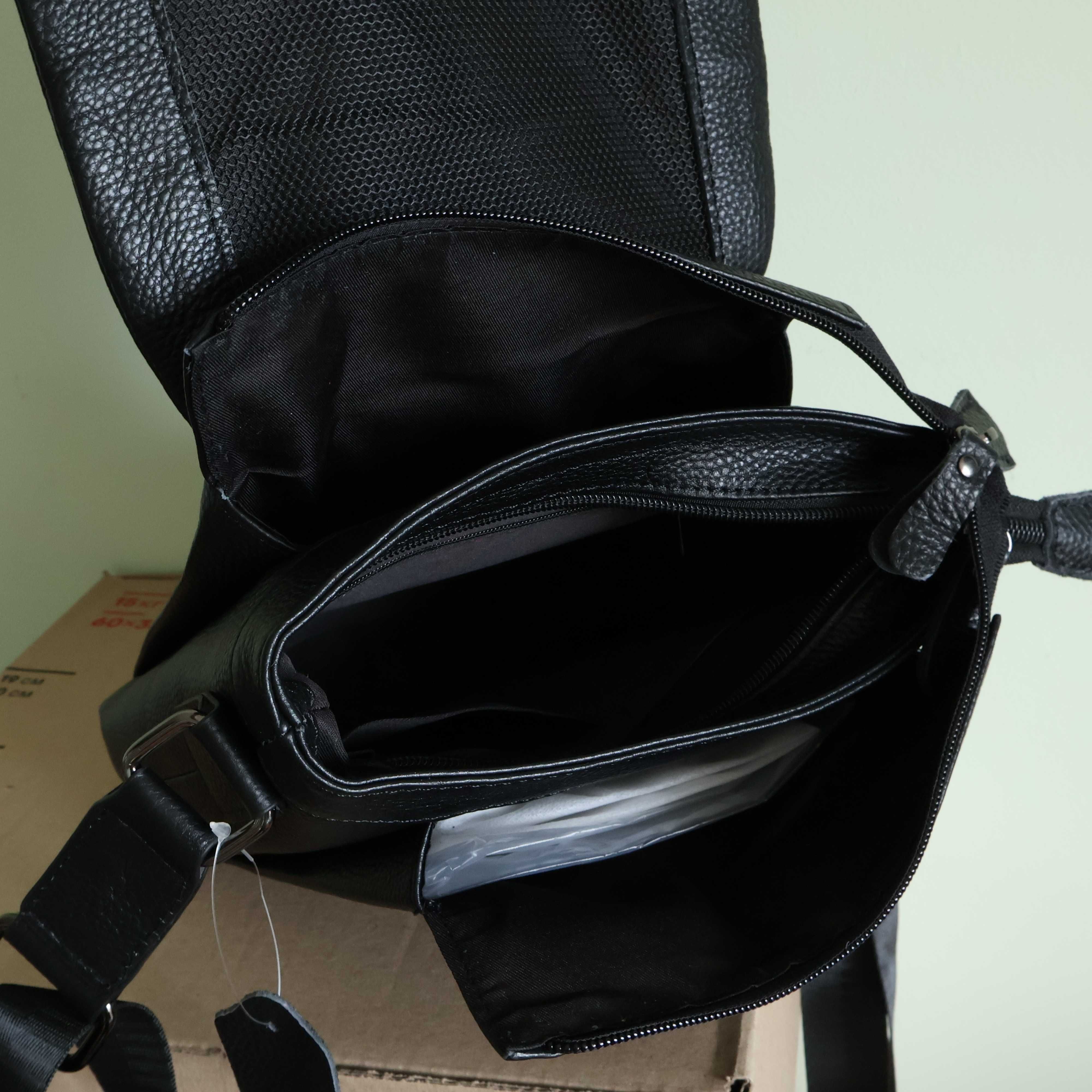 Сумка чоловіча натуральна шкіра leather 871 Black  кожа Сумка мужская