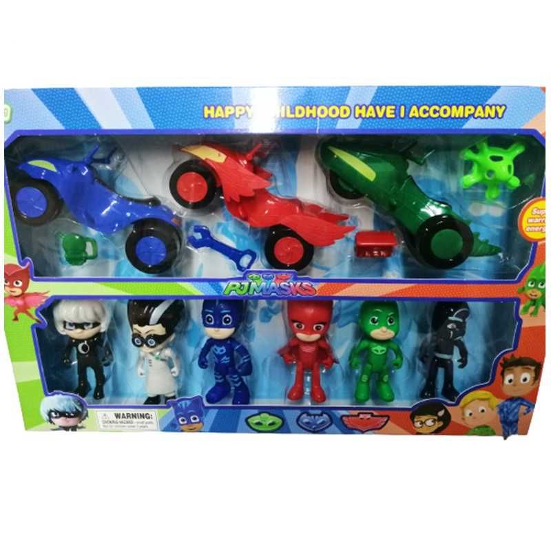 Pack 6 figuras e 3 viaturas - PJMASKS