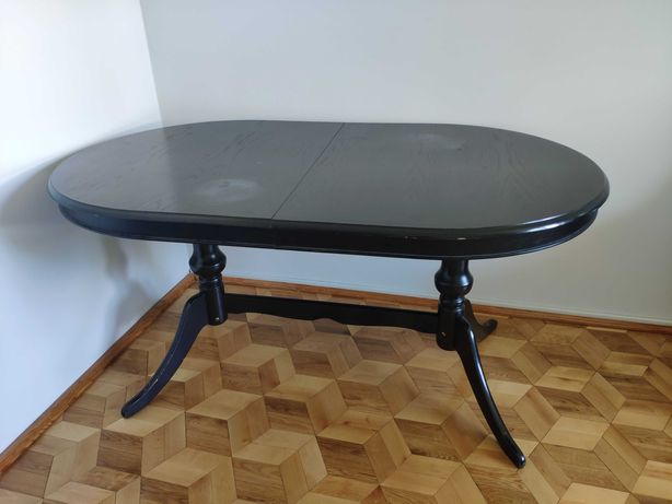 Czarny stół + komplet 6 krzeseł