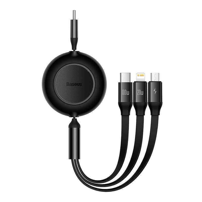 Baseus Mirror 2 Zwijany Kabel 3w1 USB C - micro/Light/C 100W 1.1m Wawa