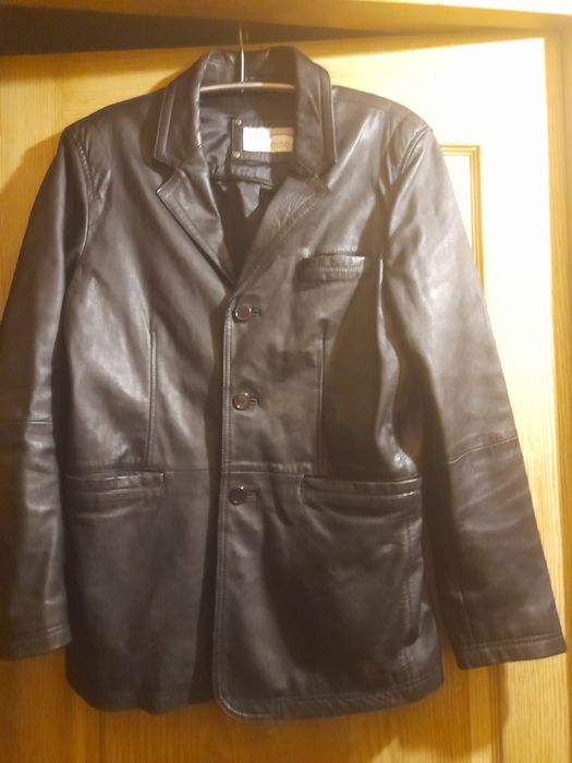 Кожаный мужской пиджак размер 52/54