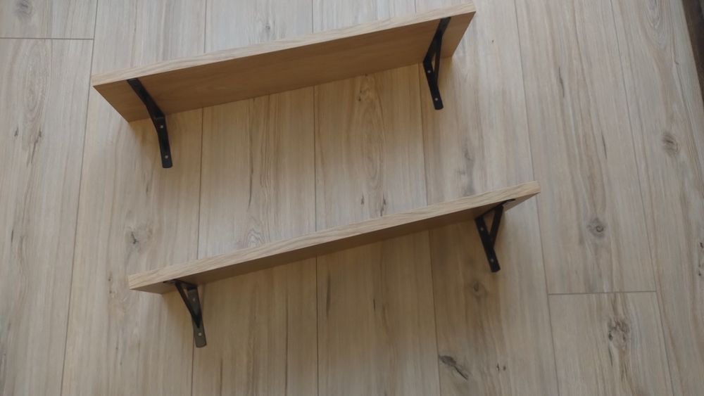 Półki ścienne zestaw dwie szt. Na wspornikach loft dąb