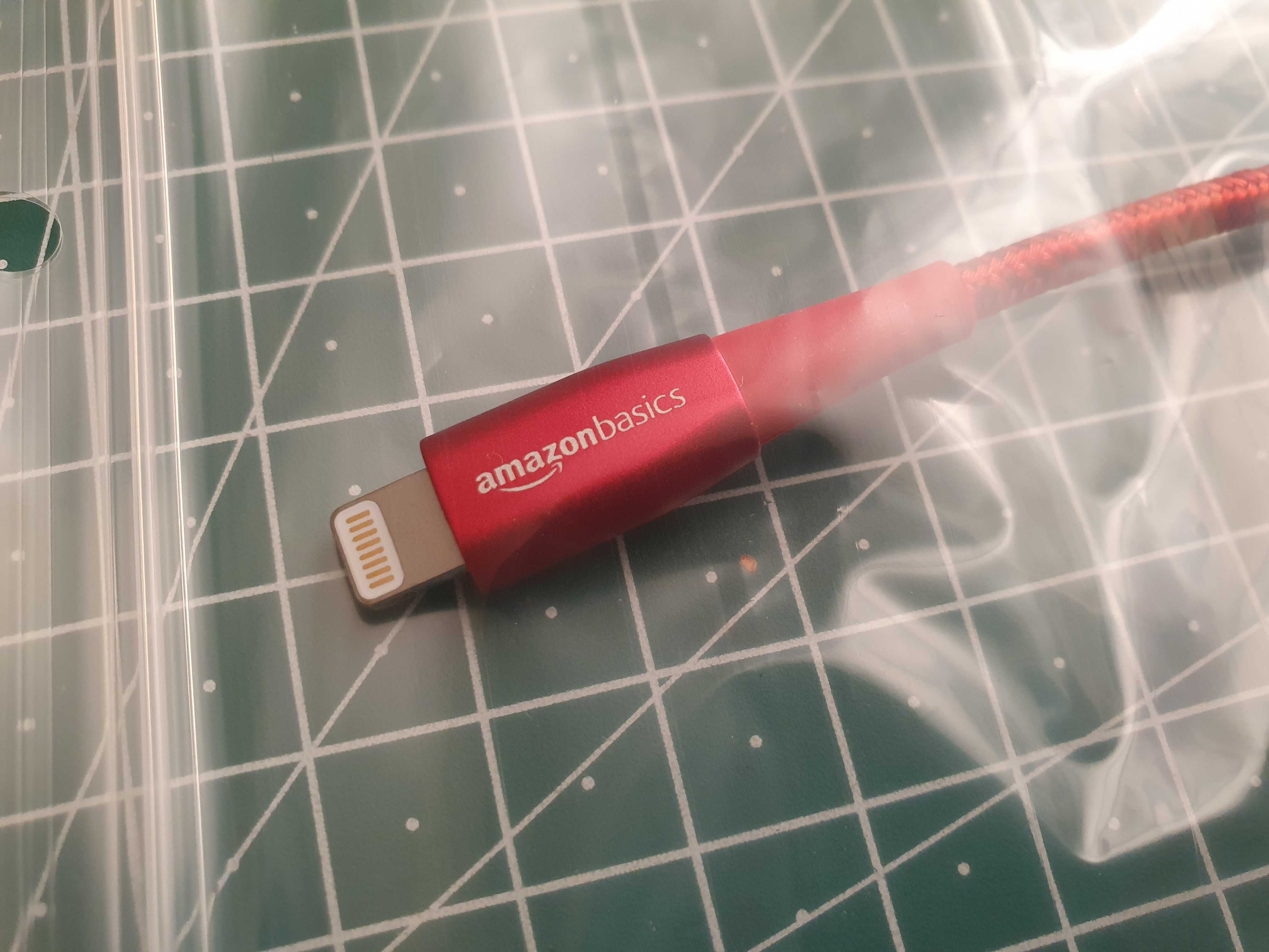 Nowy kabel USB Lightning Apple IPhone 16 cm mega trwały oplot czerwony