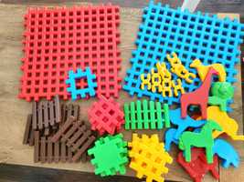 Klocki wafle plastikowe farma zwierzęta zabawki dla dzieci edukacyjne