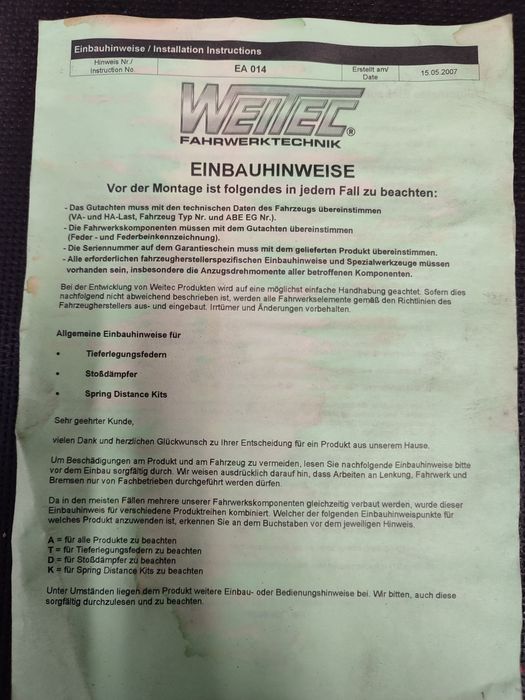 Sprężyny obniżające -30 weitec passat B5 audi a4 b5 A6 C5 super tuning