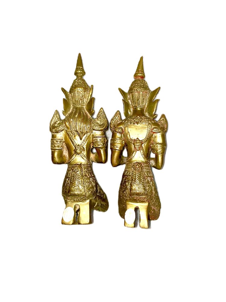 Par de estatuas tailandesas em bronze