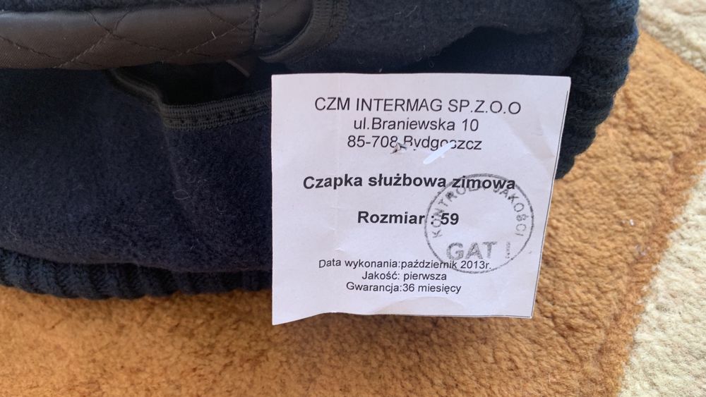 NOWA Czapka służbowa zimowa Rozmiar 59 policyjna