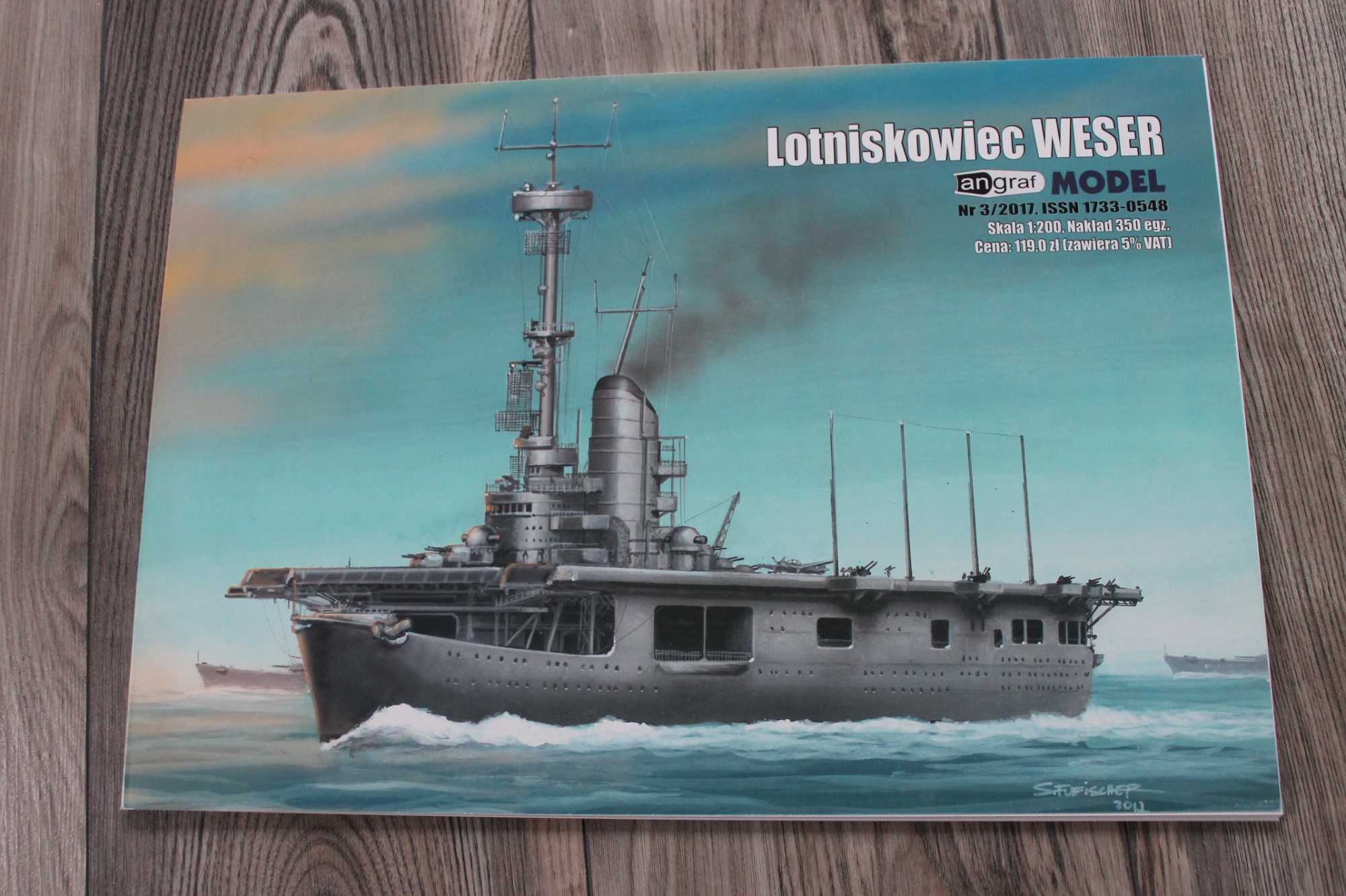 Model kartonowy okrętu Weser z wyd. Angraf