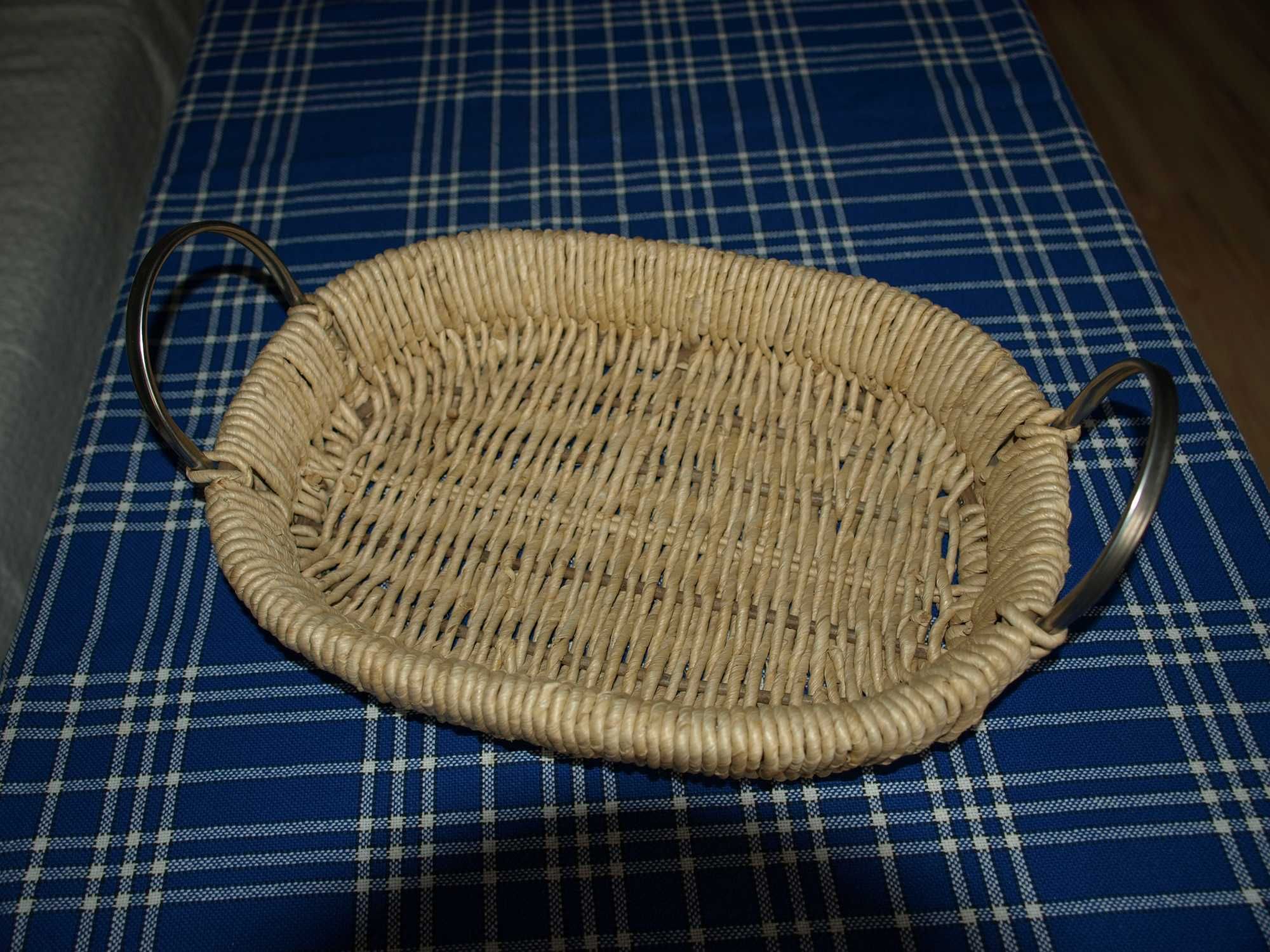Koszyk taca patera trawa morska hiacynt wodny wiklina metal 35 x 26 cm