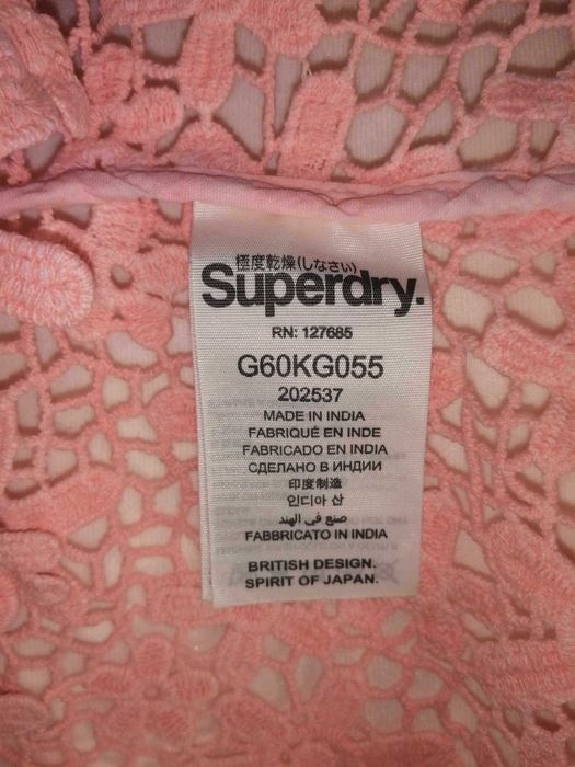 SUPERDRY Koszulka Ażurowa Damska S Oryginalna Super Stan Bawełna 100%