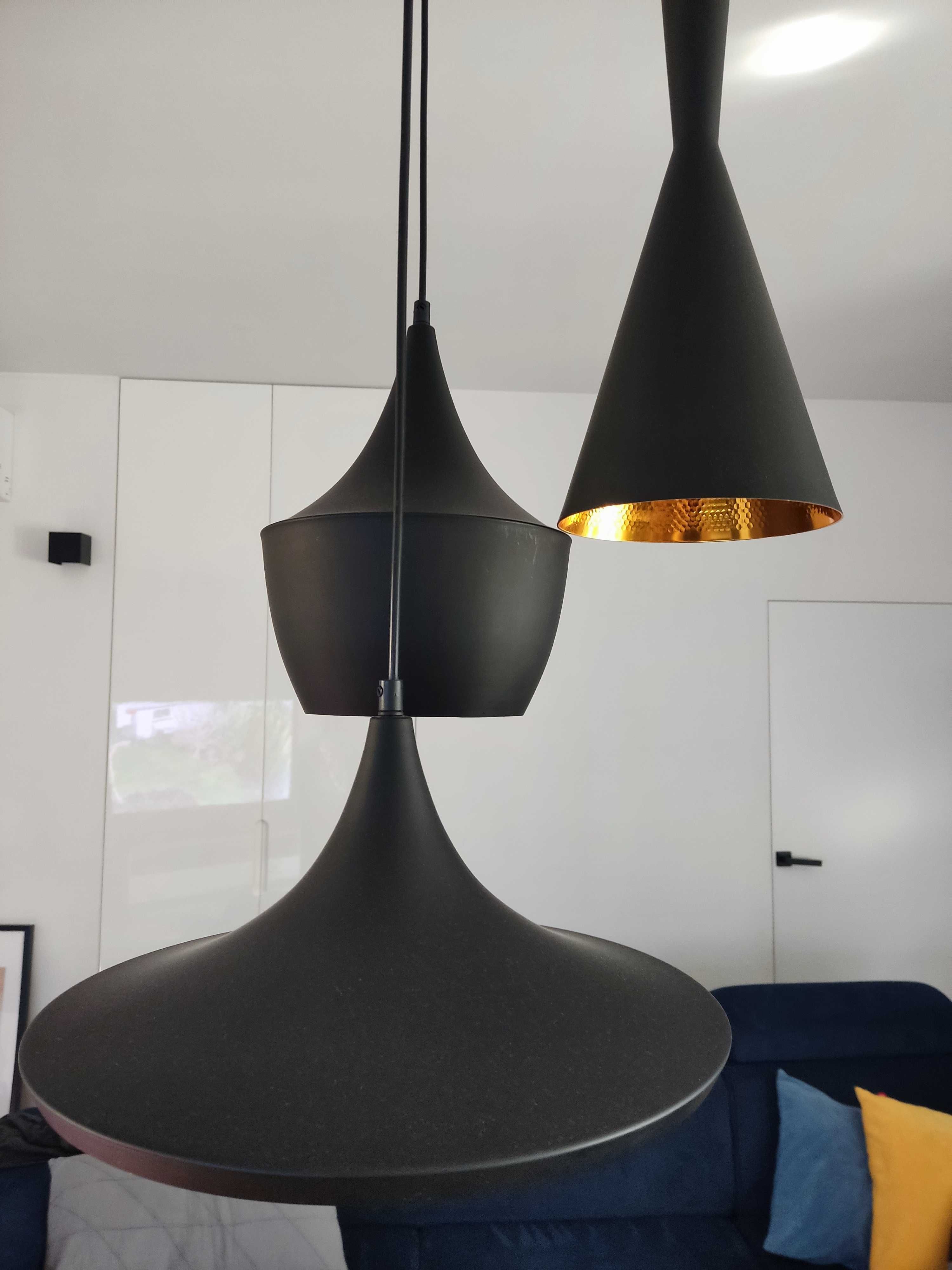 Lampa sufitowa, trzy klosze, czarna