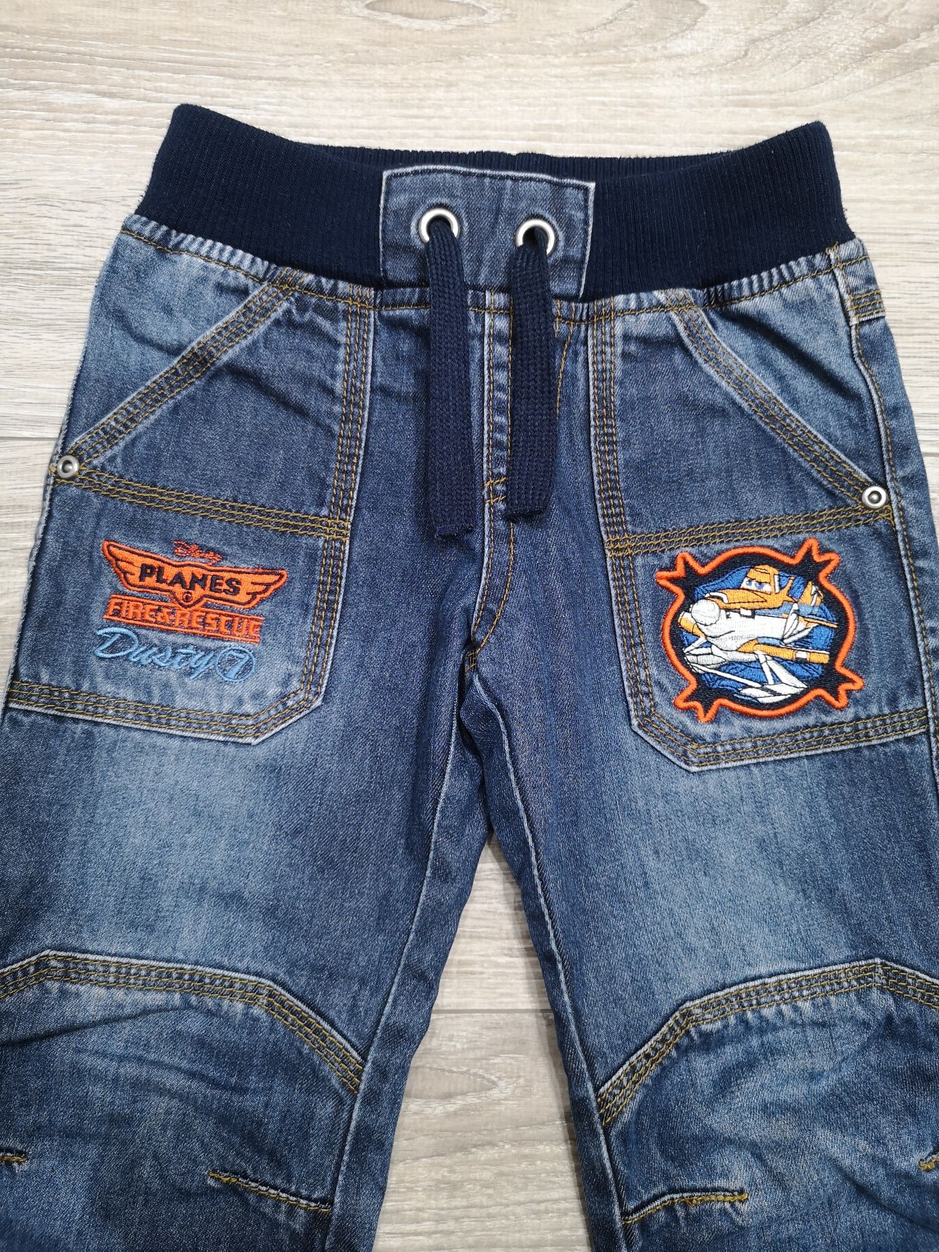 Spodnie dżinsy 110 116 Samoloty Super Wings podszewka jeans długie