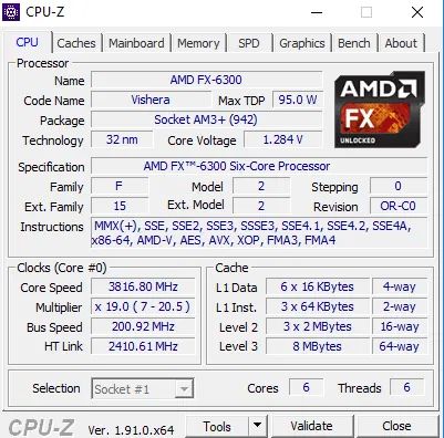 AMD FX6300 6*4.1GHz fd6300wmw6khk 6100 AM3+ 95w