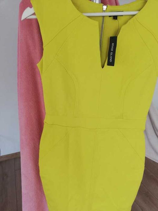 Sukienka limonkowa żółta river island