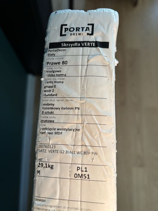 Drzwi wewnetrzne porta lazienkowe 80 prawe