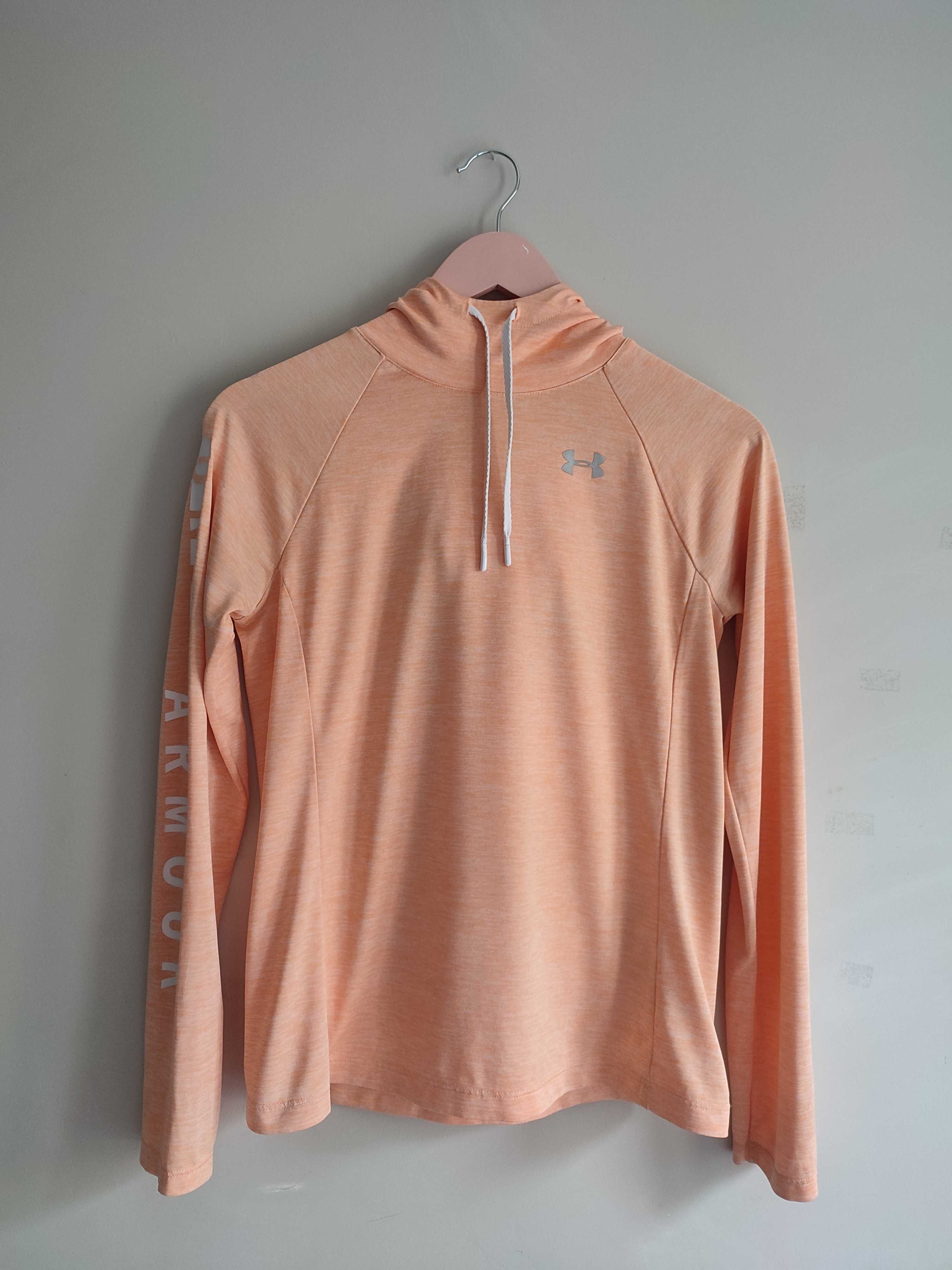 Brzoskwiniowy damski long sleeve z kapturem Under Armour