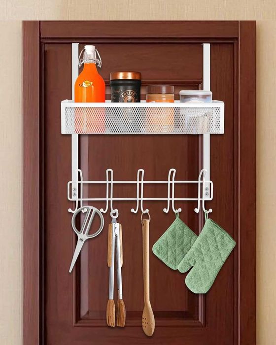 Wieszak organizer na drzwi półka wieszak łazience sypialni biały 194