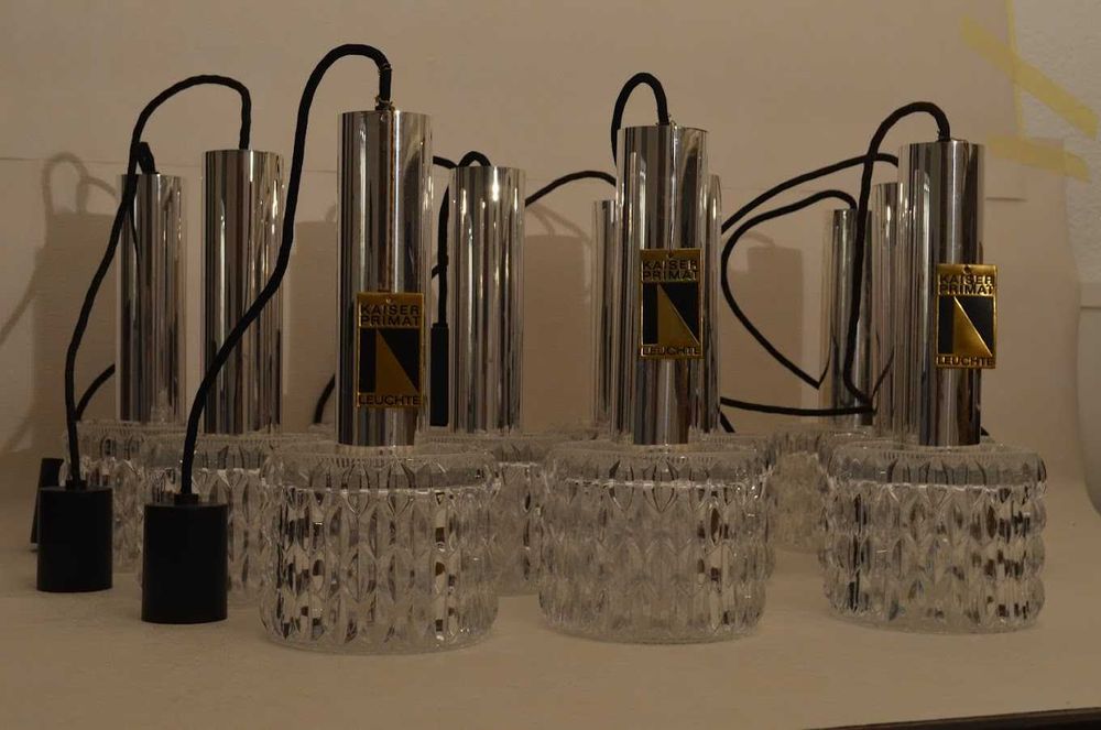 11x Vintage 60's 70's glass Lamp Kaiser Primat Leuchten