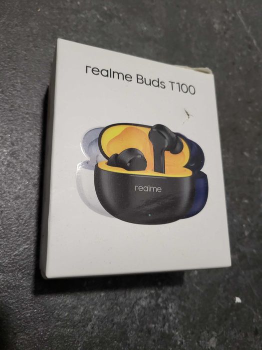 nowe Słuchawki dokanałowe realme  t100 Czarny zaplombowane bluetooth