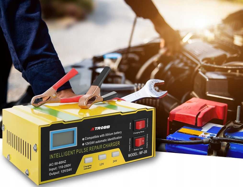 NOWY Prostownik Automatyczny z FUNKCJĄ Naprawy 12V 24V LCD