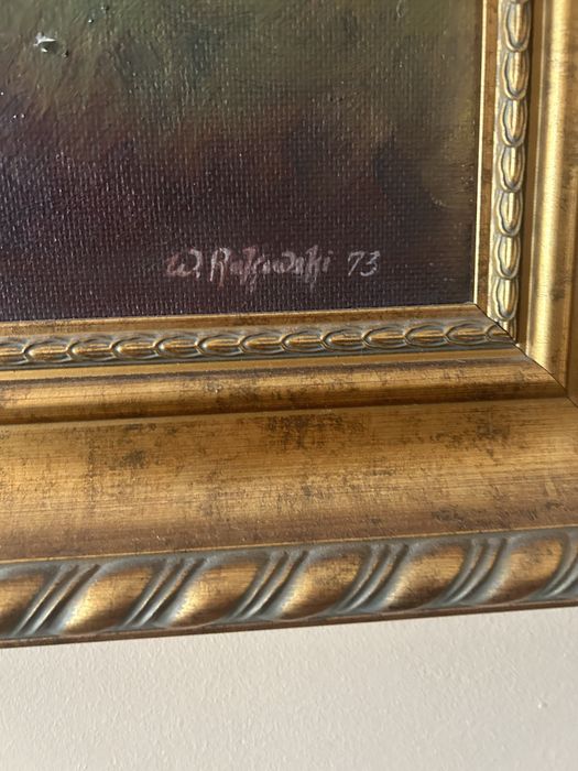 Obraz olejny, kwiaty na płótnie, W.Rajewski 1973