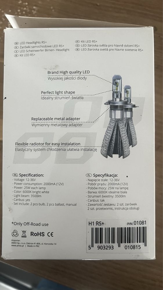 Zarowki led nowe H1 RS+