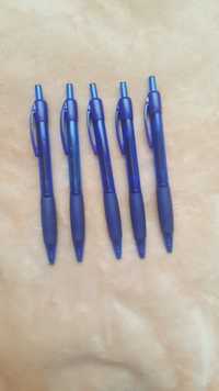 Zestaw 5 szt długopisy nowe automatyczne niebieskie wkłady wymienne