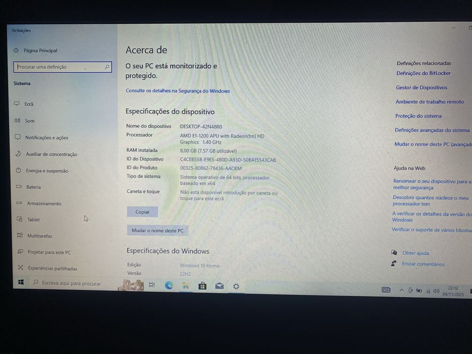 Portátil Packard Bell  Como Novo