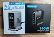 Зарядний пристрій Asometech 140W/240W GaN 140Вт зарядка блок питания