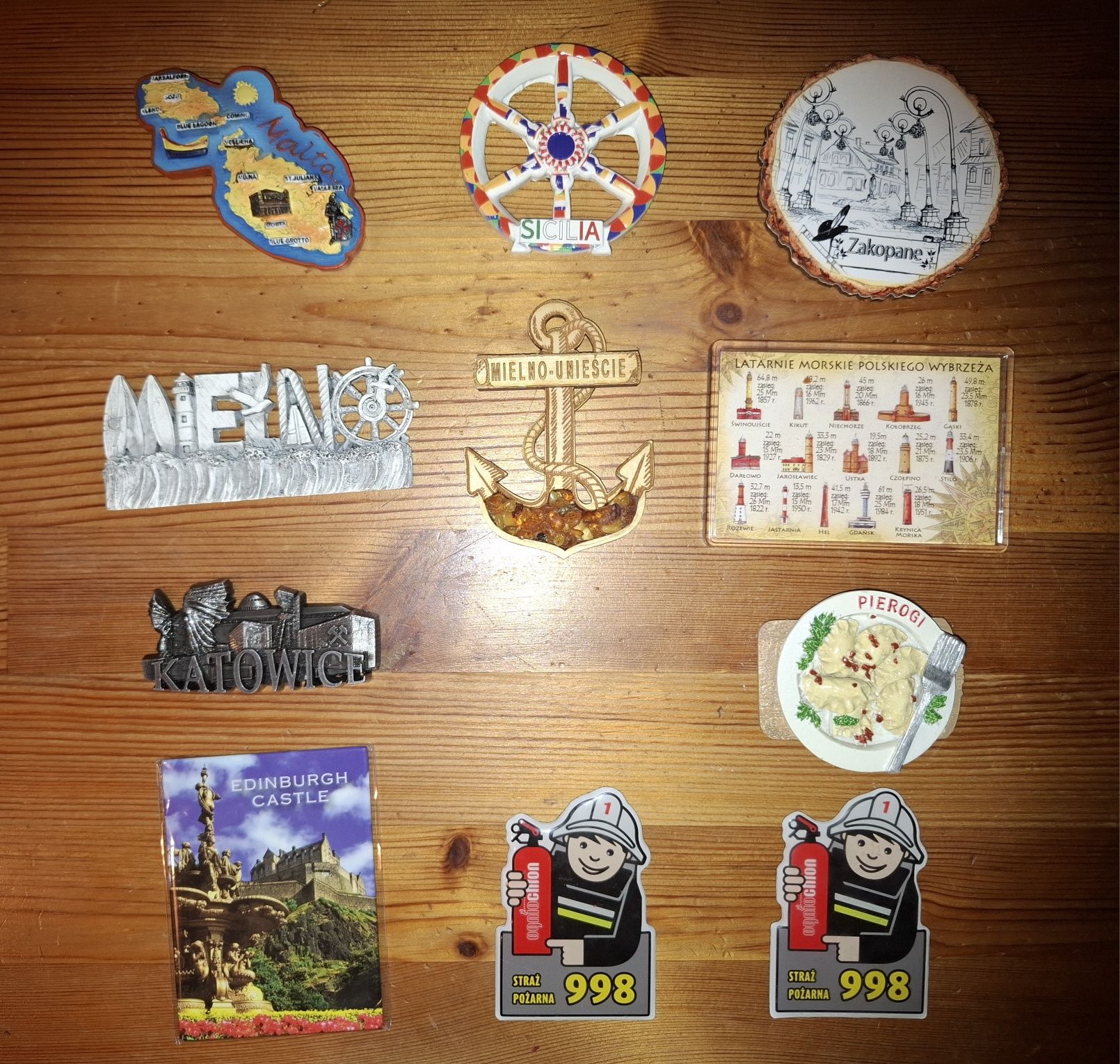 Magnesy na lodówka- Malta, Sycylia, Zakopane, Mielno, Katowice, Edenbu