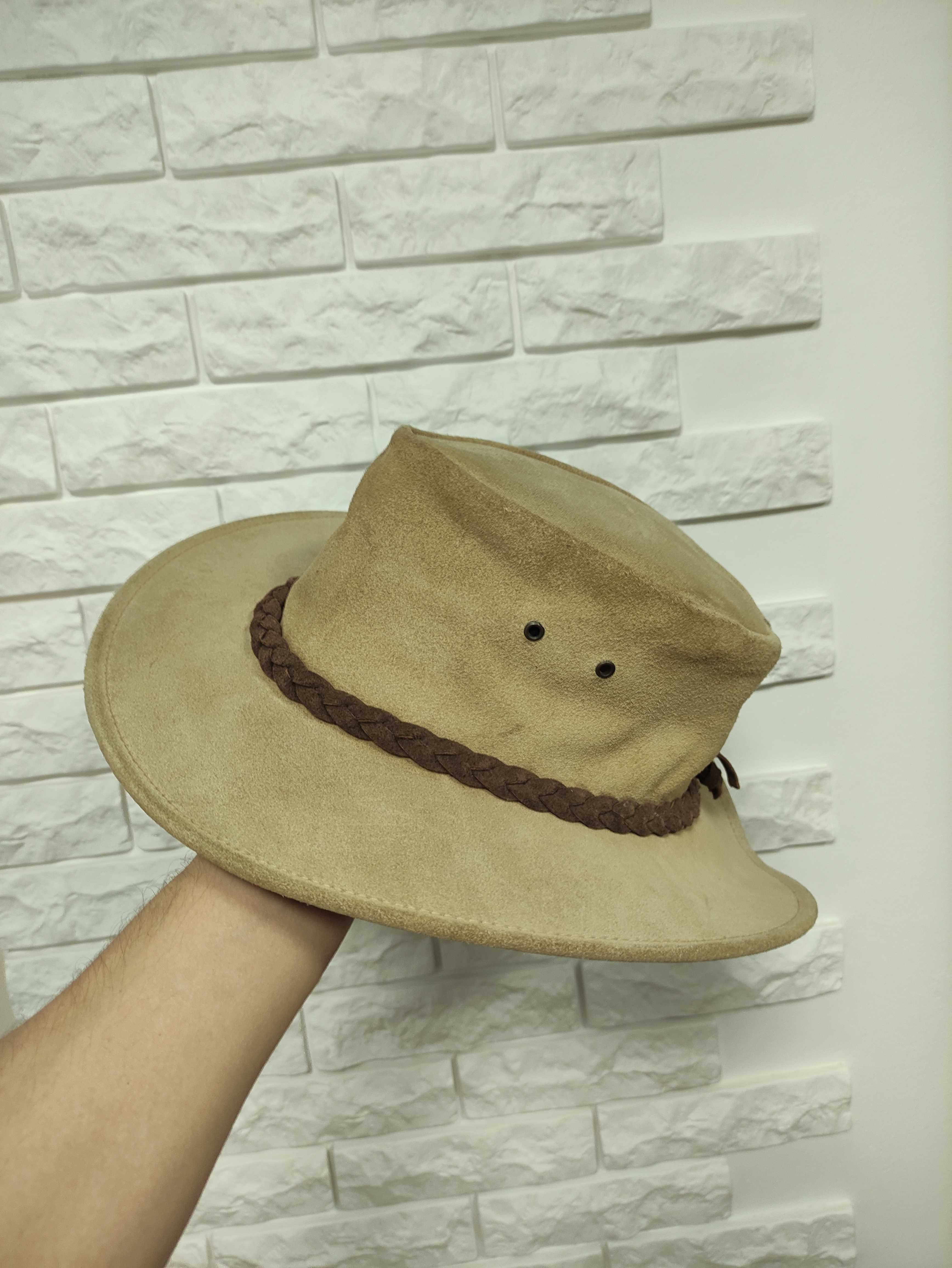 Ozhatz капелюх р. M шкіряний замшевий бежевий ковбойський шляпа шкіра