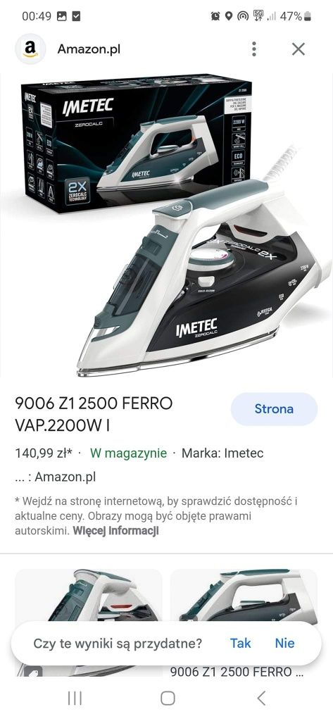 Żelazko Imetec Zerocalc