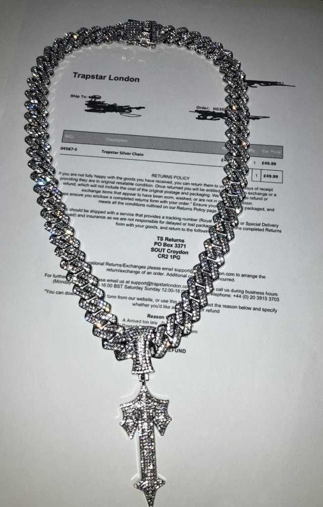 Naszyjnik Trapstar Chain silver gruby wisiorek