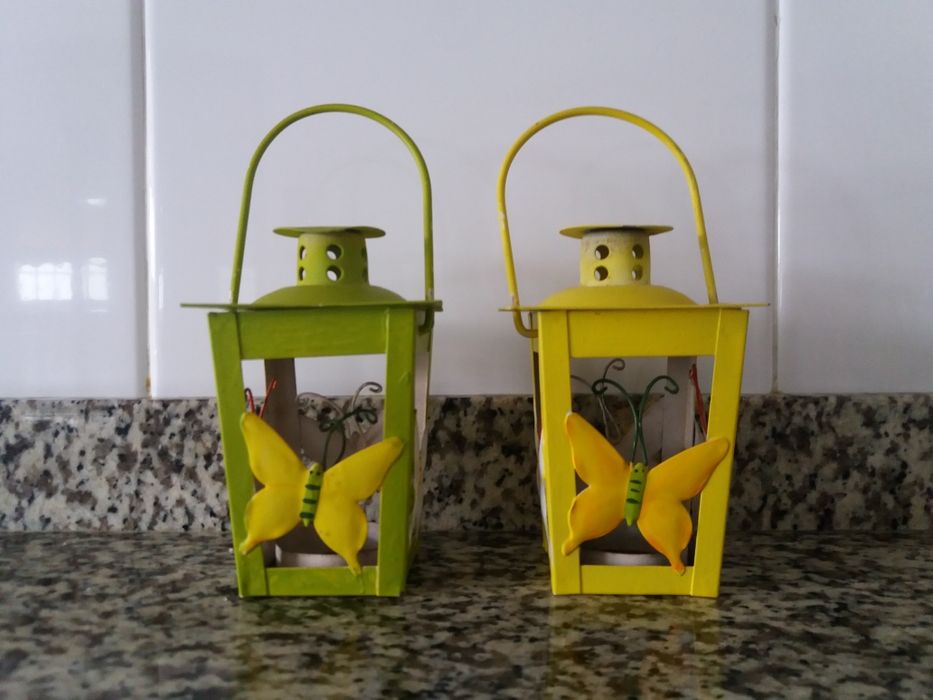 Porta velas de metal pintado (Preço dos 2)