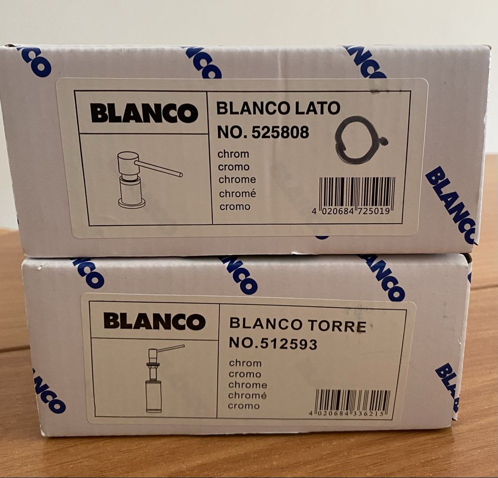 Дозатори миючих засобів хром BLANCO Lato 525808 та Torre 512593
