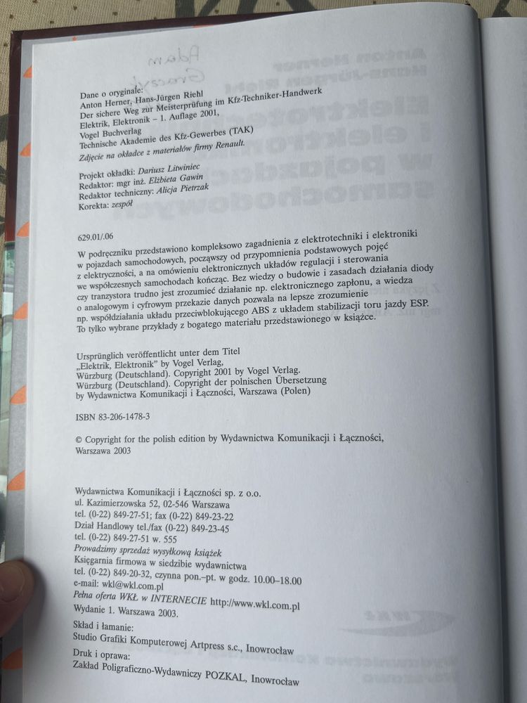 Elekteotechnika i elektronika w pojazdach samochodowych Anton Herner