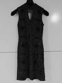 Sukienka brokatowa świecąca czarna mini sylwestra święta 34 XS 36 S 38